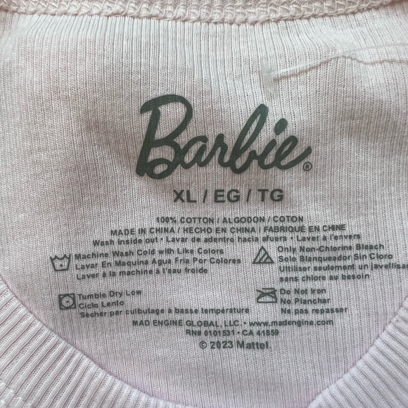 Pink Barbie ribbed crop top - Picture 2 of 3